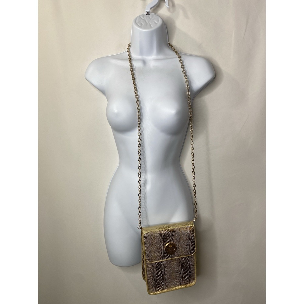 Gold Vegan Leather PU Crossbody Bag Chain Strap Christmas New Years Holiday Gala